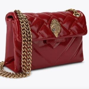 Kurt Geiger Red Leather Crossbody Bag with Brass Color Chain
